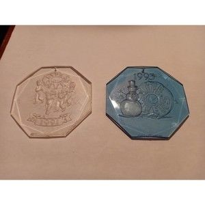 2 Lifesavers Ornaments 1991 & 1993 Clear Acrylic Vintage Christmas Tree Ornament